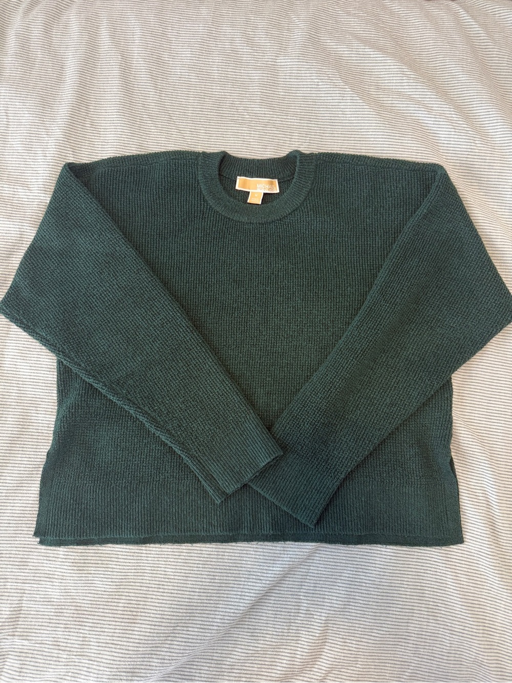 Michael Kors Forest Green Ribbed Crewneck Sweater - Picture 2 of 4